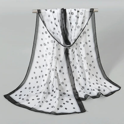 Foulard Soie Mousseline Luxe Femme - Écharpe Tête Plage Bandana Hijab Été
