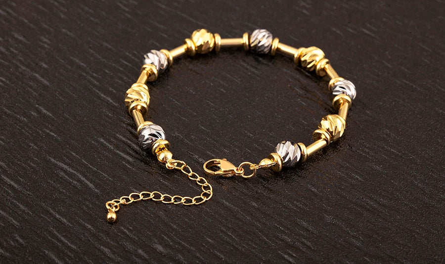 Bracelet Perles CZ Fait Main Ajustable – Chaîne Cuivre Polyvalent Femme