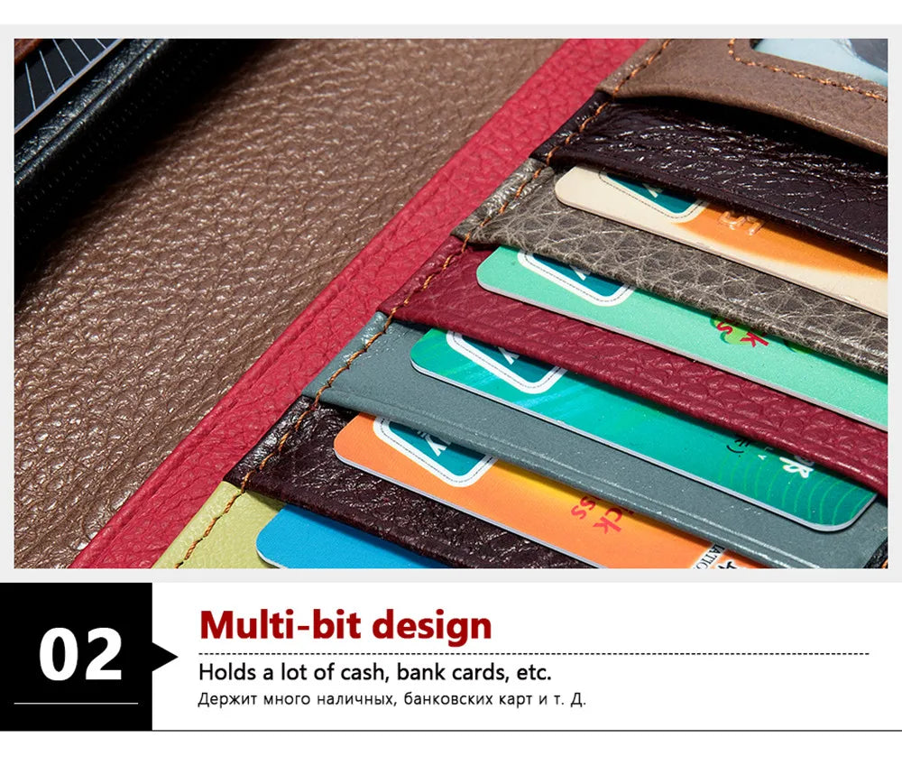 Sac à Main Pochette Femme Cuir - Portefeuille Court Clip Téléphone