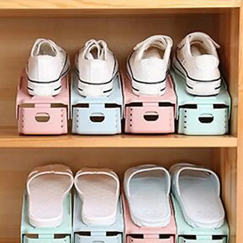 Range-Chaussures Ajustable Double-Couche - Organisateur Rangement Économie Espace 2/4/8pcs
