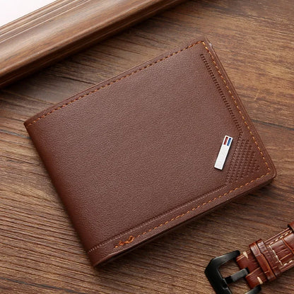 Portefeuille Homme Cuir Court Minimaliste - Wallet Pliable Fin Compact Coffee