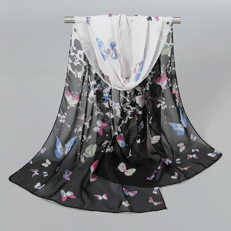 Foulard Soie Mousseline Luxe Femme - Écharpe Tête Plage Bandana Hijab Été