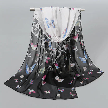 Foulard Soie Mousseline Luxe Femme - Écharpe Tête Plage Bandana Hijab Été