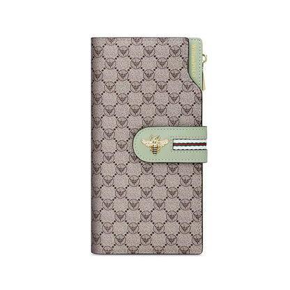 Portefeuille Femme Long Personnalisé Porte-Carte - Sac à Main Multifonction Téléphone Vert Tendance