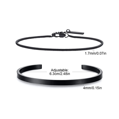 Set 2 Bracelets Chaîne Acier Inoxydable Homme – 4mm Ajustable, 3 Finitions