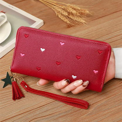 Portefeuille Long Femme Cœur Amour Luxe - Porte-Cartes Téléphone Clutch Fille
