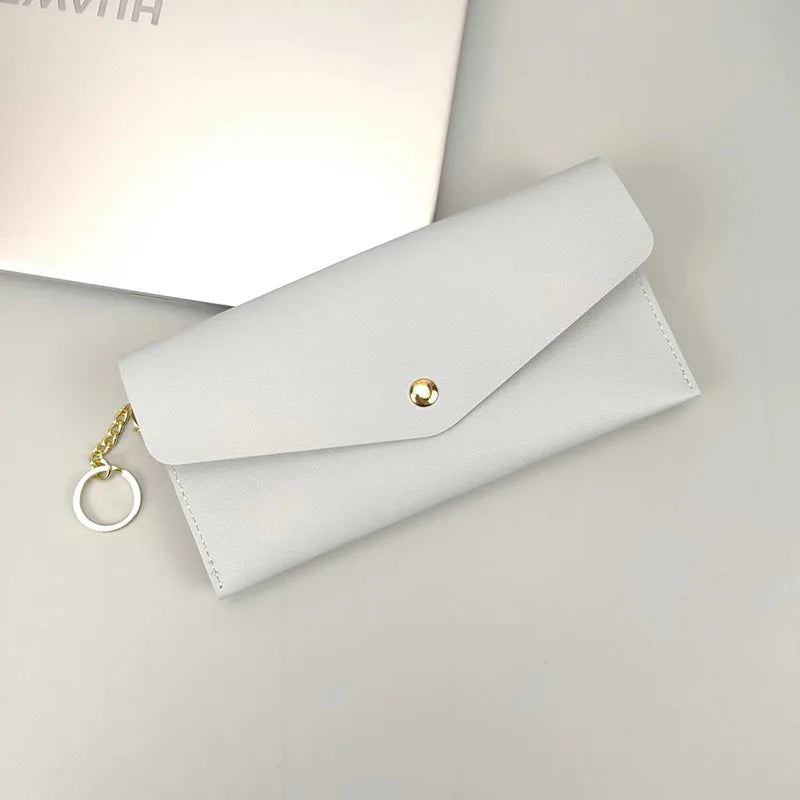 Portefeuille Femme Long Cuir PU - Porte-Cartes Multi-Poches Clutch Élégant Rouge
