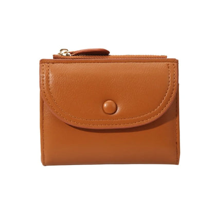 Portefeuille Femme Court Pliable Coloré Mini - Porte-Monnaie Zippé PU Multifonction Portable Marron