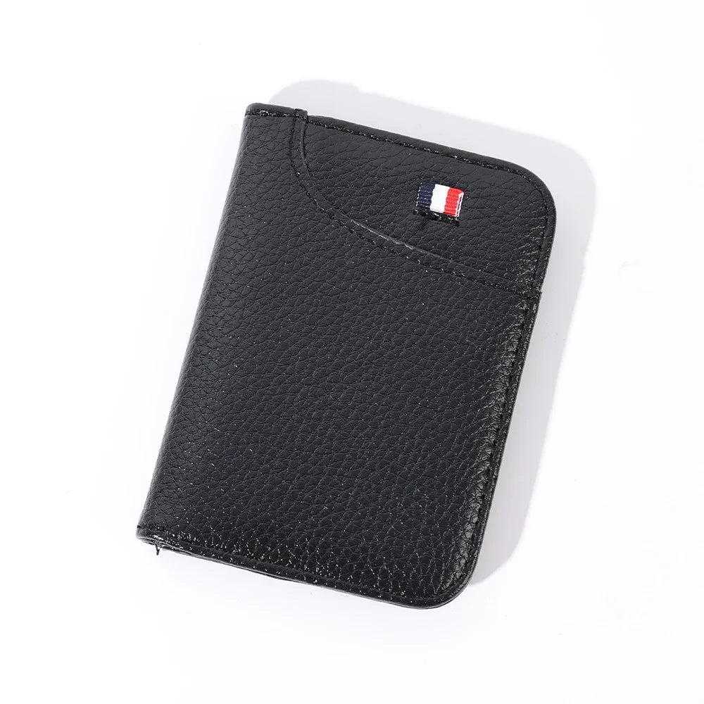Portefeuille Homme Ultra-Mince Cuir PU - Mini Porte-Cartes Court Portable