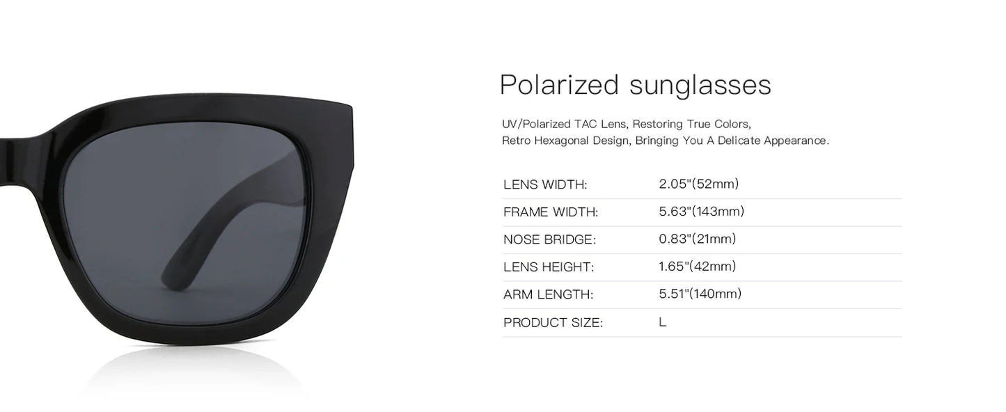 ZENOTTIC Lunettes de Soleil Carrées Polarisées Rétro — UV400, Femme