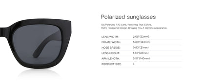 ZENOTTIC Lunettes de Soleil Carrées Polarisées Rétro — UV400, Femme