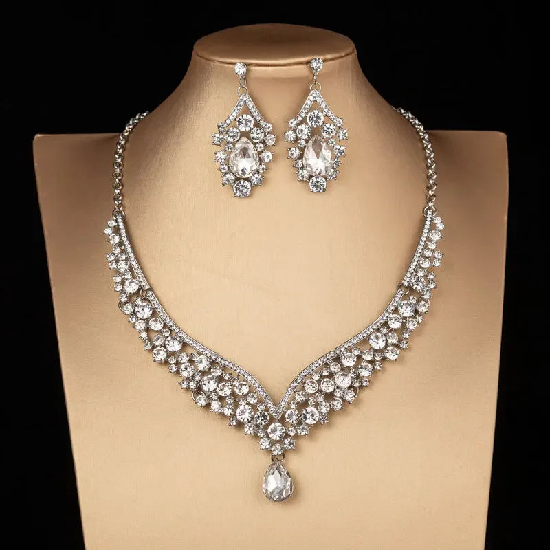 Parure Mariée Choker Cristaux Irisés AB - Collier et Boucles Strass Luxe