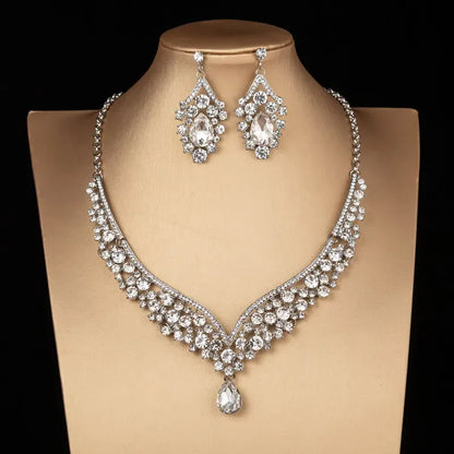 Parure Mariée Choker Cristaux Irisés AB - Collier et Boucles Strass Luxe