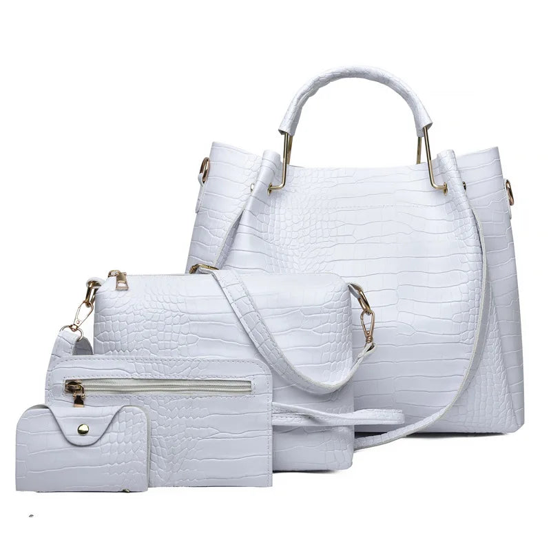 Ensemble 4 Pièces Sacs à Main Femme Cuir Vintage - Set Complet Bandoulière Cadeau 2026