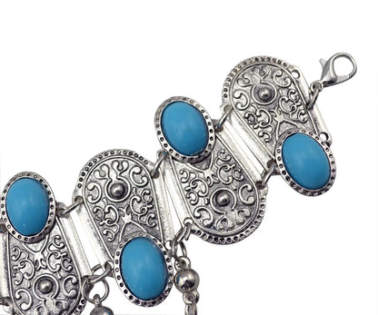 Bracelet Jonc Ethnique Tribal Turquoise - Inspiration Indienne et Africaine