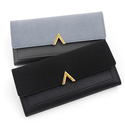 Portefeuille Femme Long Cuir PU Trifold Rose - Porte-Carte Multi-Emplacements Clutch Bag Fashion Simple