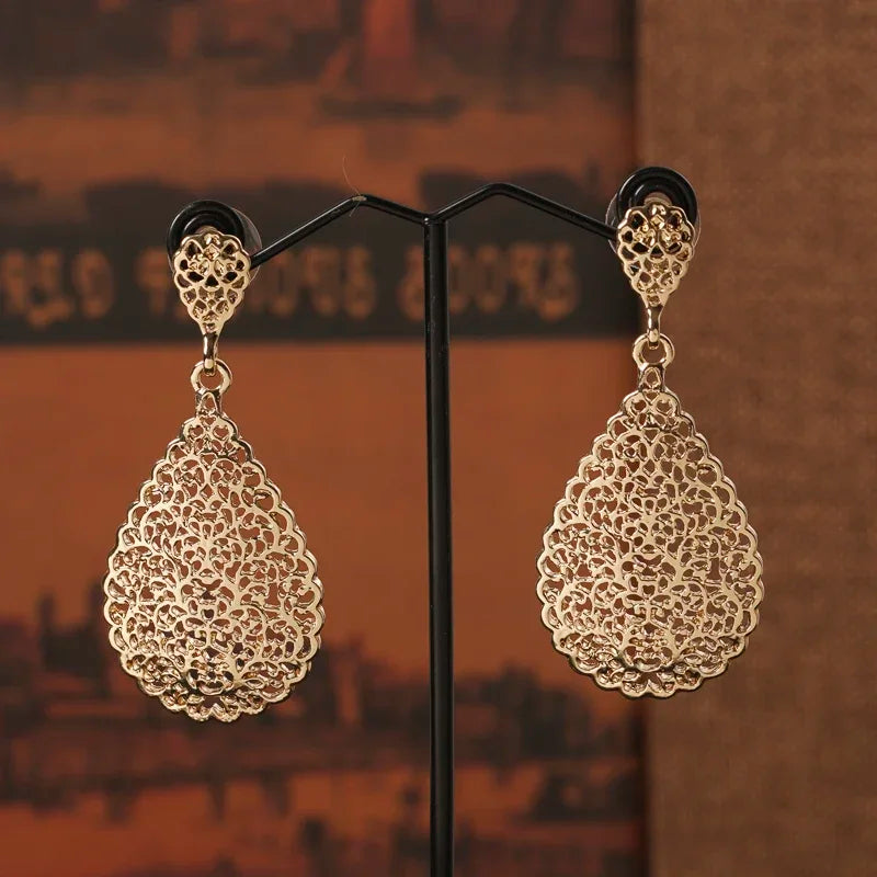 Parure Mariée Arabesques Marocaines Plaqué Or - Collier, Boucles et Jonc