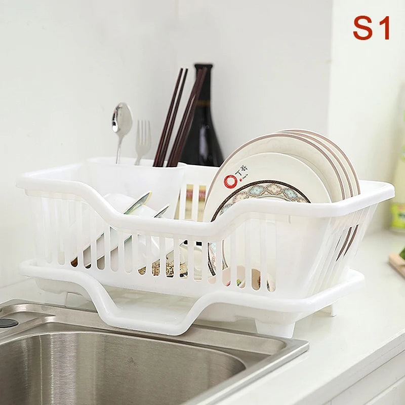 Égouttoir à Vaisselle avec Plateau de Drainage - Rangement Comptoir pour Assiettes et Ustensiles
