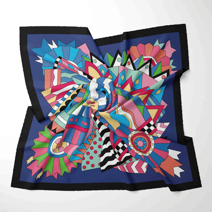 Foulard Carré Mousseline 70x70cm Femme - Écharpe Soie Imprimé Tête Cheveux Kerchief Mode