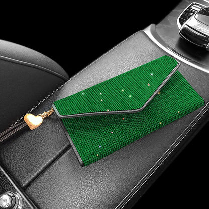 Portefeuille Femme Cristaux Bling - Porte-Cartes Carré Fashion avec Strass