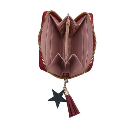 Portefeuille Femme Mini Court Pompon Zippé - Porte-Monnaie Cuir PU Cute Porte-Carte Main Vert