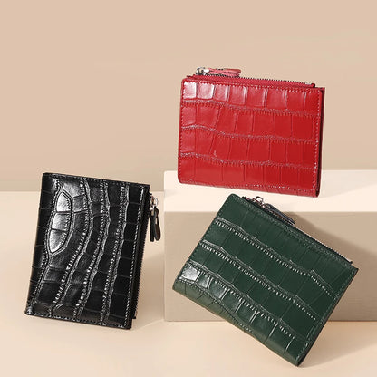 Portefeuille Femme Cuir Véritable Anti-RFID - Porte-Monnaie Compact avec Protection Carte Bancaire