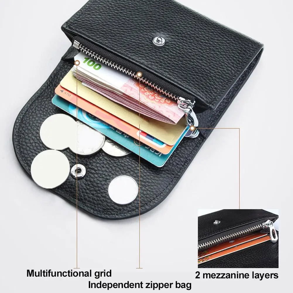 Portefeuille Femme Cuir PU Porte-Carte Compact - Petit Porte-Monnaie Clutch Portable Sac Fashion Noir