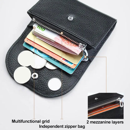Portefeuille Femme Cuir PU Porte-Carte Compact - Petit Porte-Monnaie Clutch Portable Sac Fashion Noir