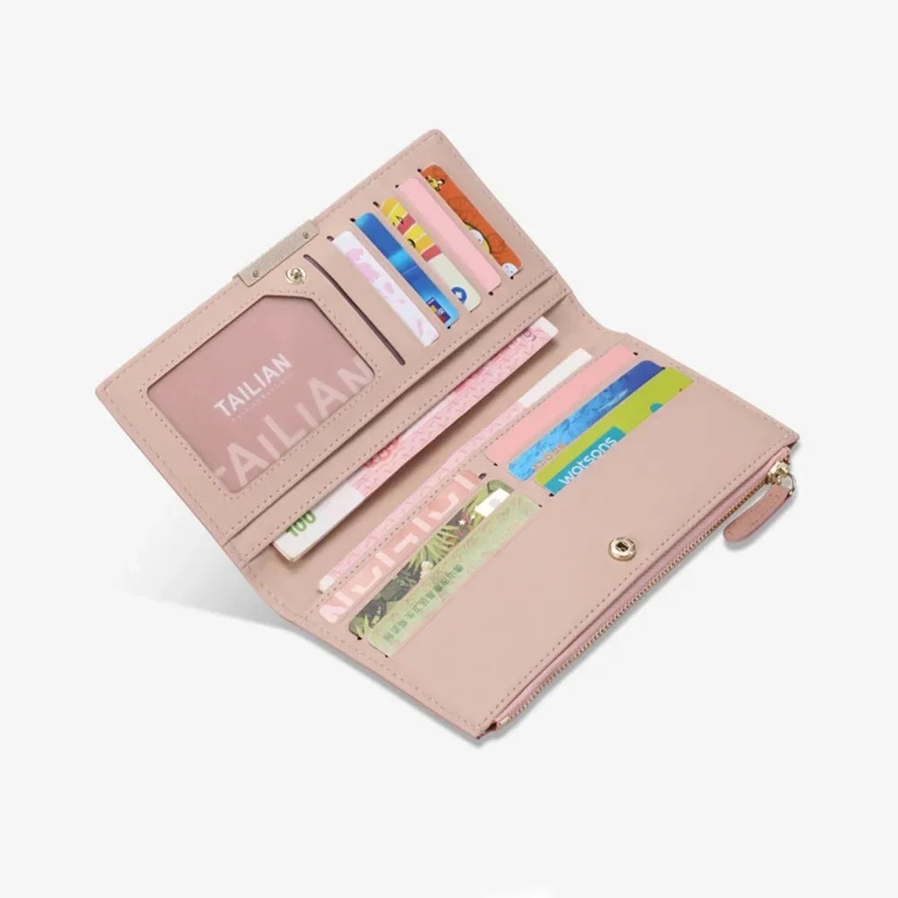 Portefeuille Femme Personnalisé Photo Cuir PU - Long Bifold avec Zip et Boucle