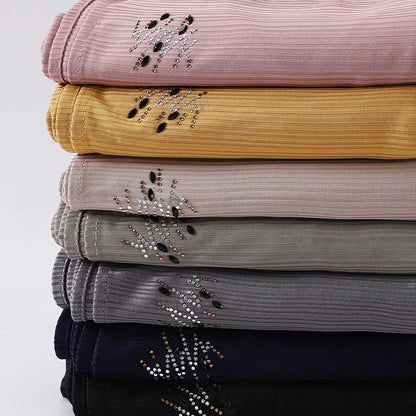 Foulard Hijab Jersey Côtelé Femme - Écharpe Musulman Stretch Paillettes Châle Islamique