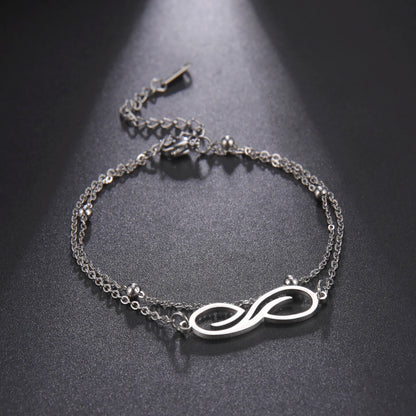Bracelet Infini Acier Inoxydable – Double Couche Perles Minimaliste