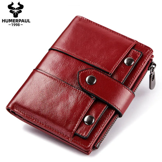 Portefeuille Femme Cuir Véritable RFID - Pochette Court avec Fenêtre ID