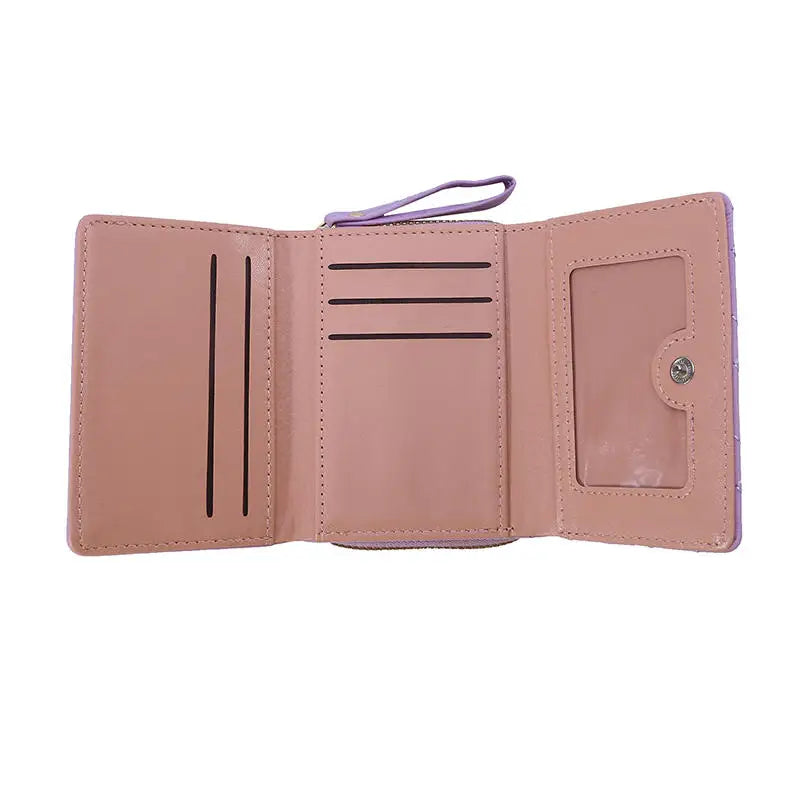 Porte-Monnaie Femme Cœur Brodé Cuir PU - Petit Portefeuille Trifold avec Lanière