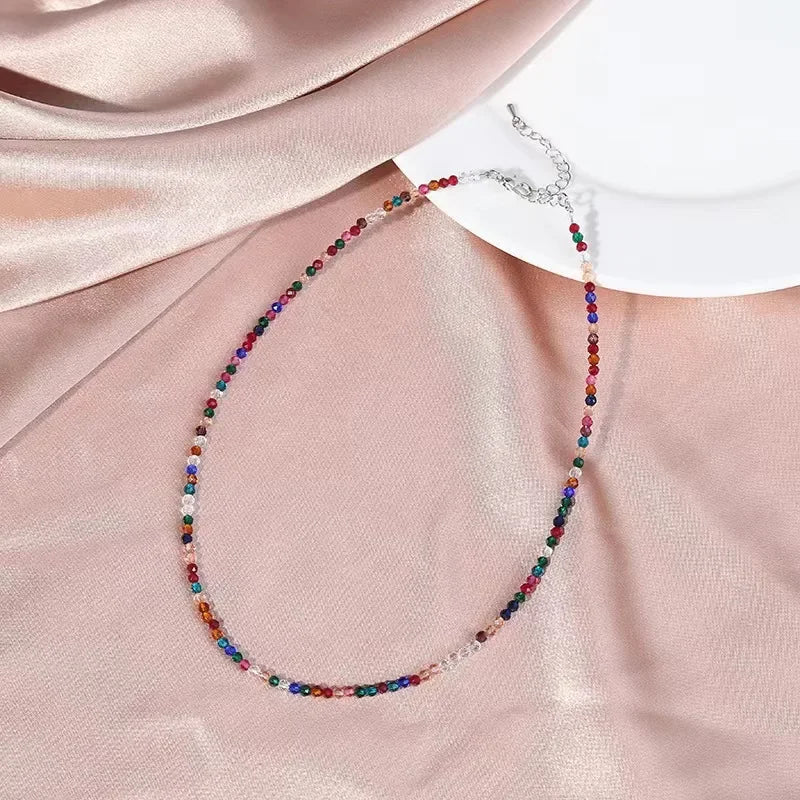 Collier Choker Perles Verre Bohème – Chaîne Courte Sweet Femme