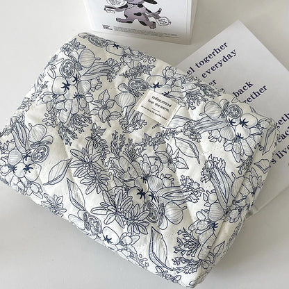 Trousse Maquillage Femme Vintage Fleurs - Pochette Cosmétique Voyage Fermeture Éclair Organisateur Toilette
