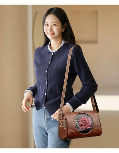Sac à Main Femme Cuir Souple - Sac Bandoulière Crossbody Imprimé Fashion 2024
