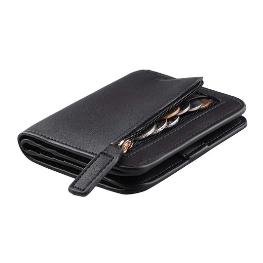Portefeuille Femme RFID Bifold Compact Cuir - Mini Porte-Monnaie avec Fenêtre ID