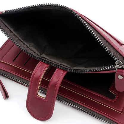 Portefeuille Femme Long Cuir Vintage RFID - Porte-Chéquier Carnet Chèques Protection Anti-RFID Élégant