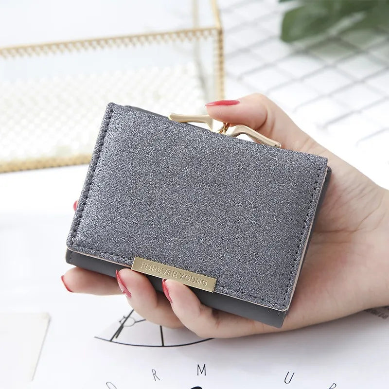 Portefeuille Femme Brillant Tri-Fold - Cartera Mujer Clutch Porte-Monnaie Simple