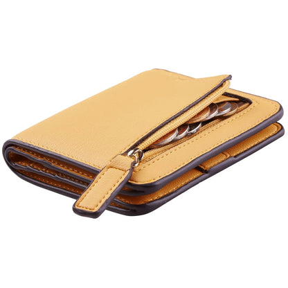 Portefeuille Femme RFID Bifold Compact Cuir - Mini Porte-Monnaie avec Fenêtre ID