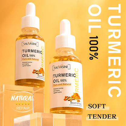 Huile Curcuma 100% Pure 10ml - Sérum Anti-Âge Rides Éclaircissant Taches Brunes Ridules Visage Femme