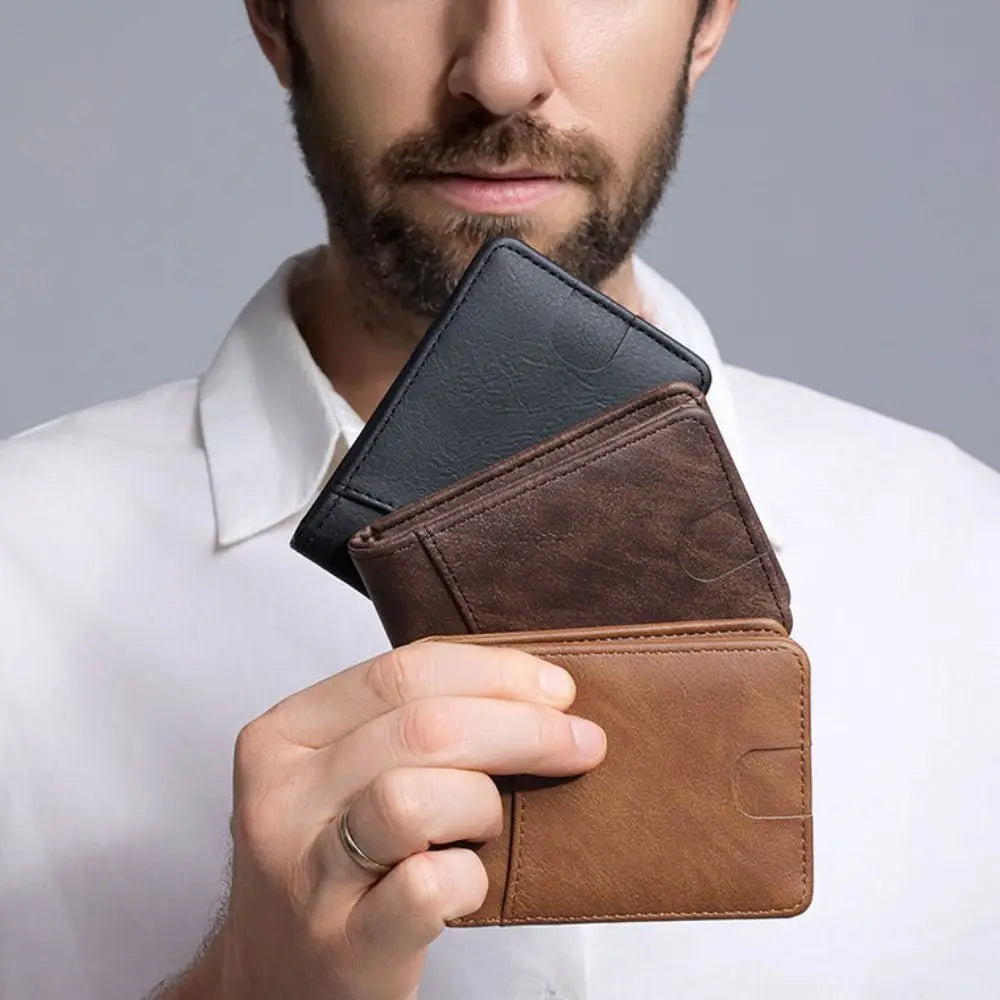 Portefeuille Homme Cuir PU Imperméable - Porte-Carte Compact Pliable Léger pour Voyage et Quotidien