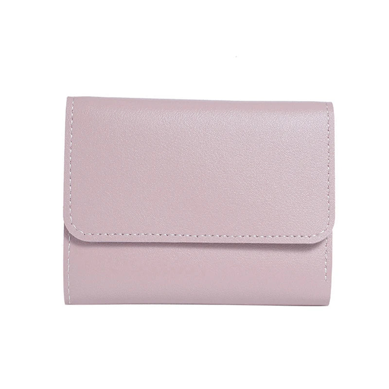 Portefeuille Femme Compact Rose - Mini Porte-Monnaie Cuir PU avec Fermoir et Compartiment Pièces
