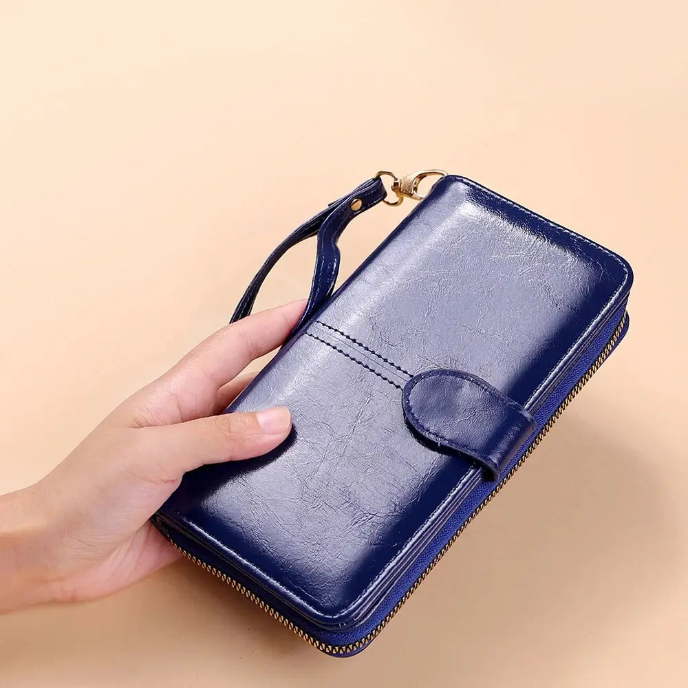 Pochette Portefeuille Femme Cuir PU Vintage - Clutch avec Dragonne et Compartiment Téléphone