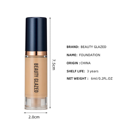 Fond de Teint Liquide Beauty Glazed 6 Couleurs - Couvrance Totale Waterproof Hydratant Effet Naturel Longue Tenue