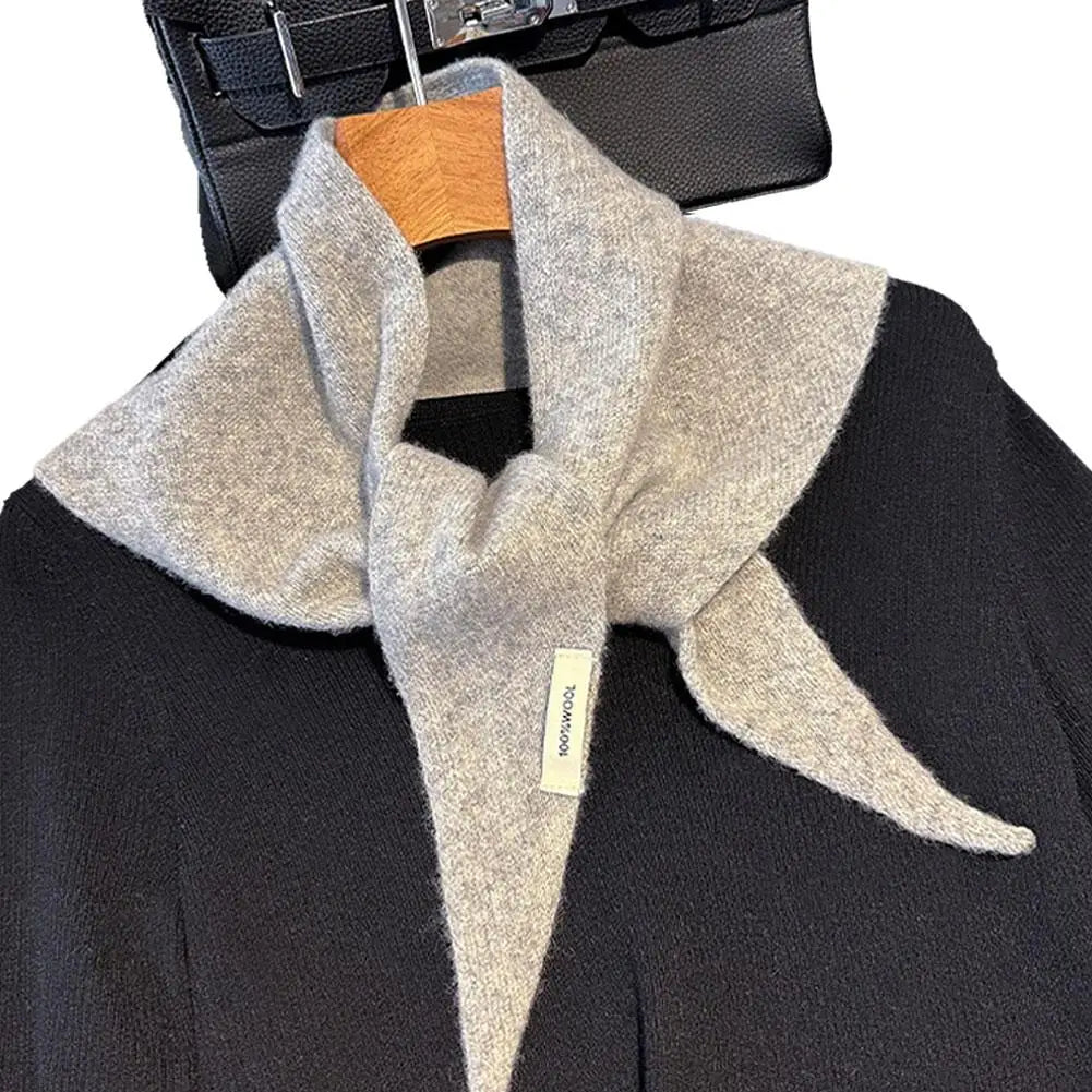 Foulard Triangle Laine 100% Niche Britannique Coréen - Écharpe Tricotée Multifonction Femme
