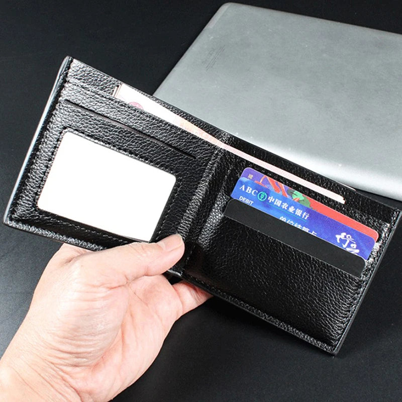 Portefeuille Homme Cuir Artificiel Court - Porte-Cartes Slim Noir Premium