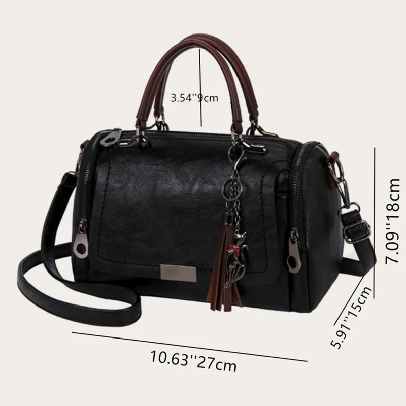 Sac Bandoulière Femme Grande Capacité Pompon - Crossbody Boston Tendance 2026