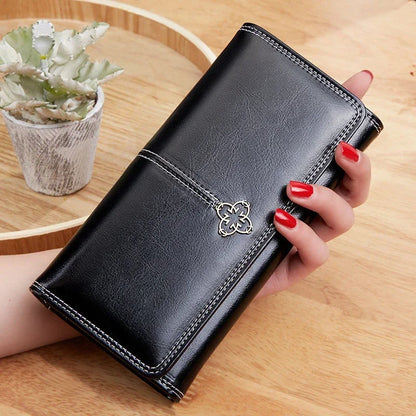 Portefeuille Femme Long Cuir PU - Porte-Cartes Classique avec Fermeture Éclair