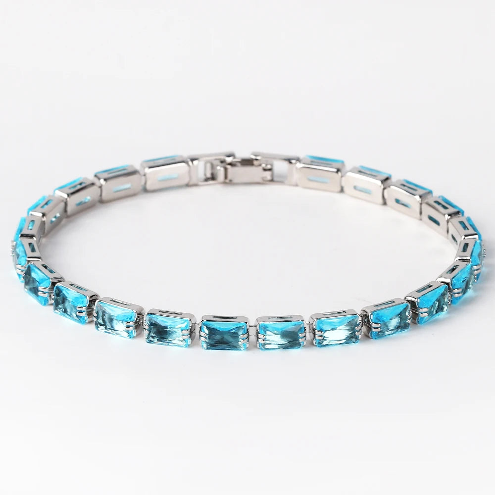 Bracelet Plaqué Or 18K Zircons Arc-en-Ciel – Luxe Micro-Pavé Étanche